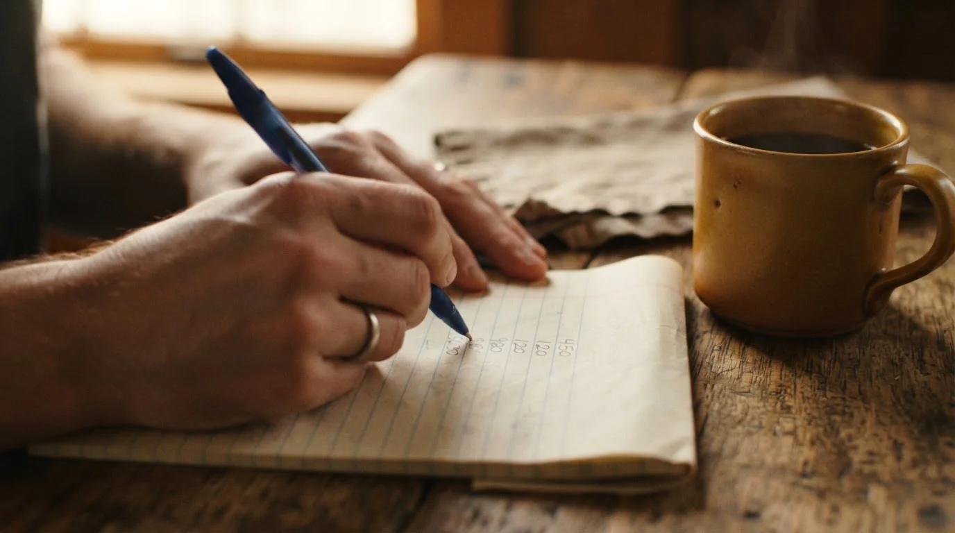 Notepad and pen used to work out the cost of a BNB deposit at a UK casino