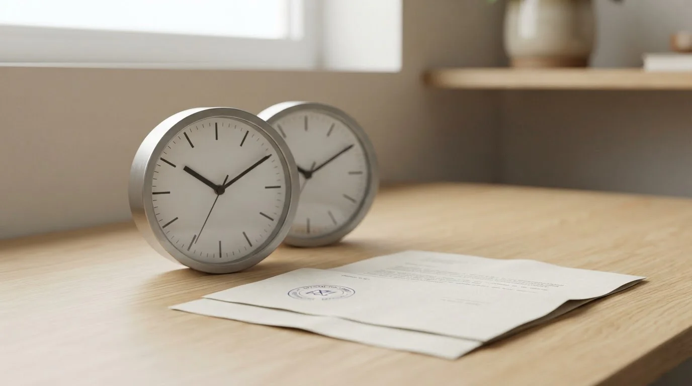 Two clocks on a desk illustrating casino review time and payment rail time for withdrawals