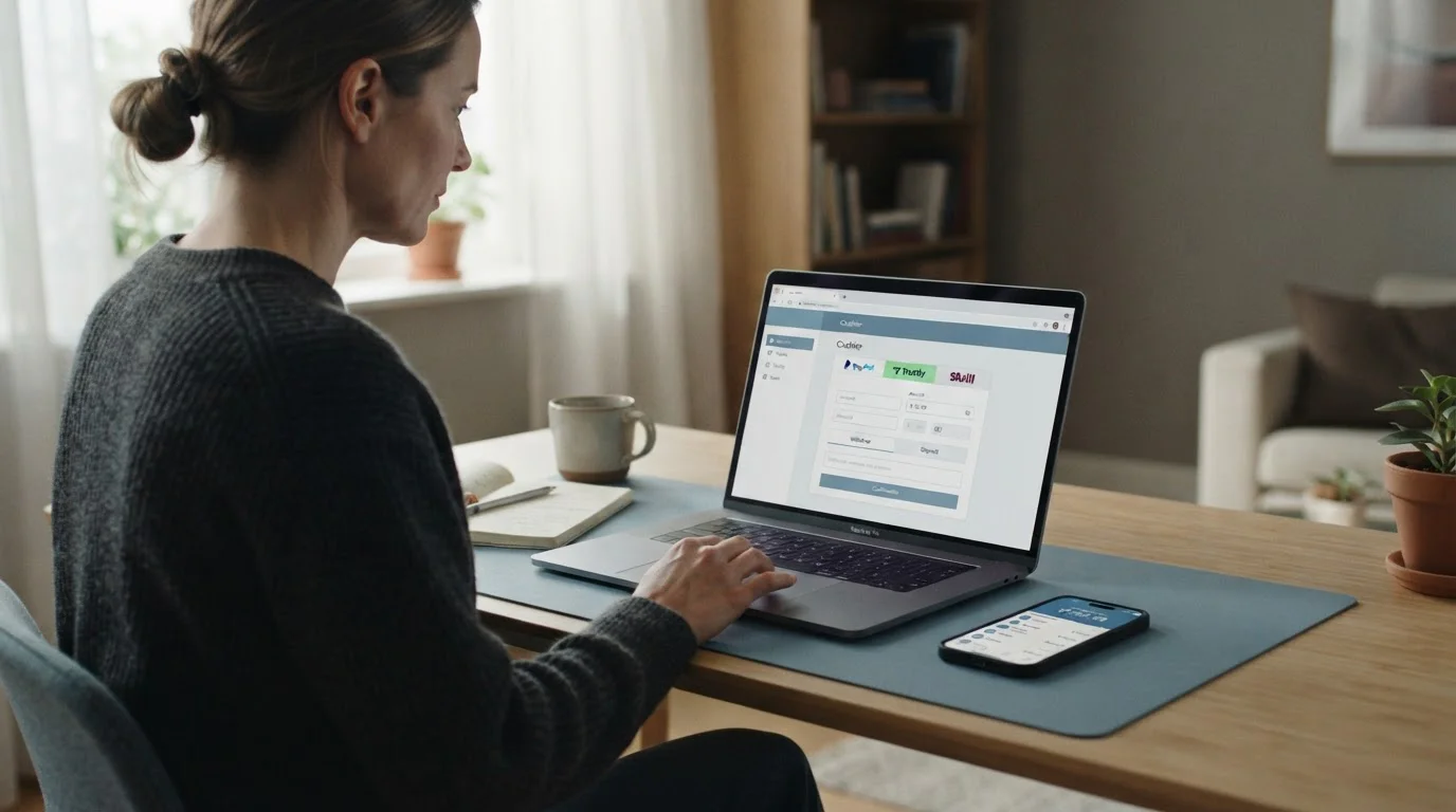 UK casino player checking deposit options on a laptop next to a banking app