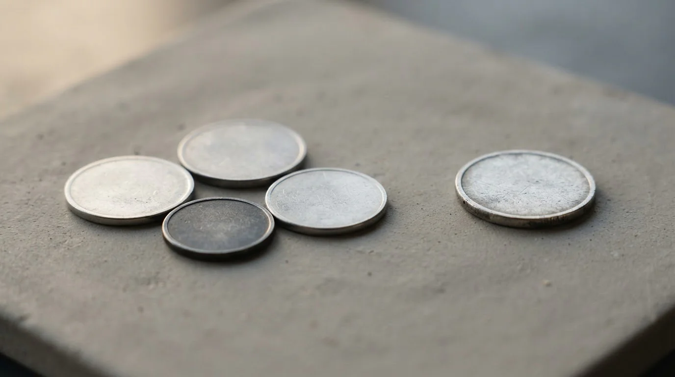 Unbranded tokens representing different cryptocurrencies converted to pounds