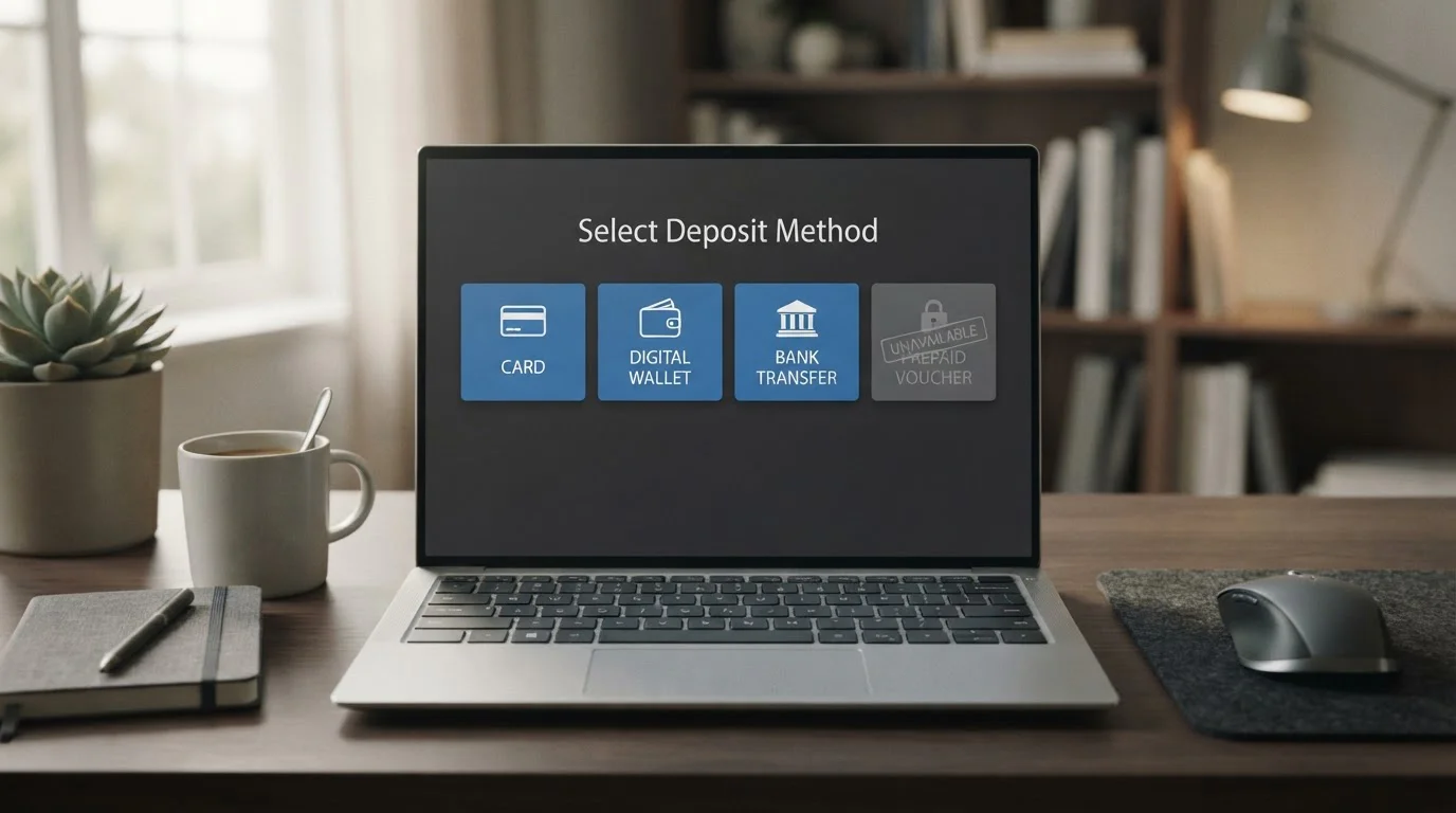 Laptop cashier screen showing several payment method icons with one greyed out as ineligible