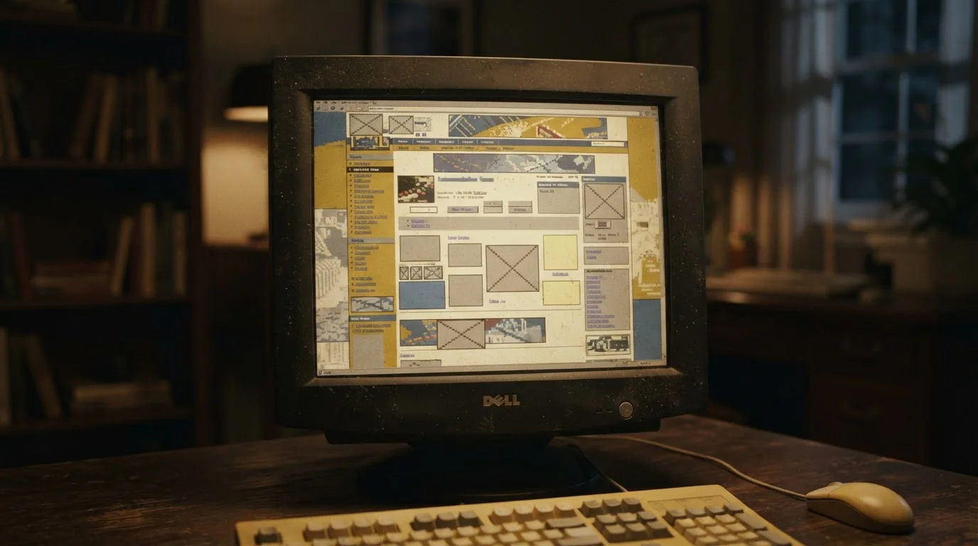 Old web page archive on a monitor showing an outdated payment method listing