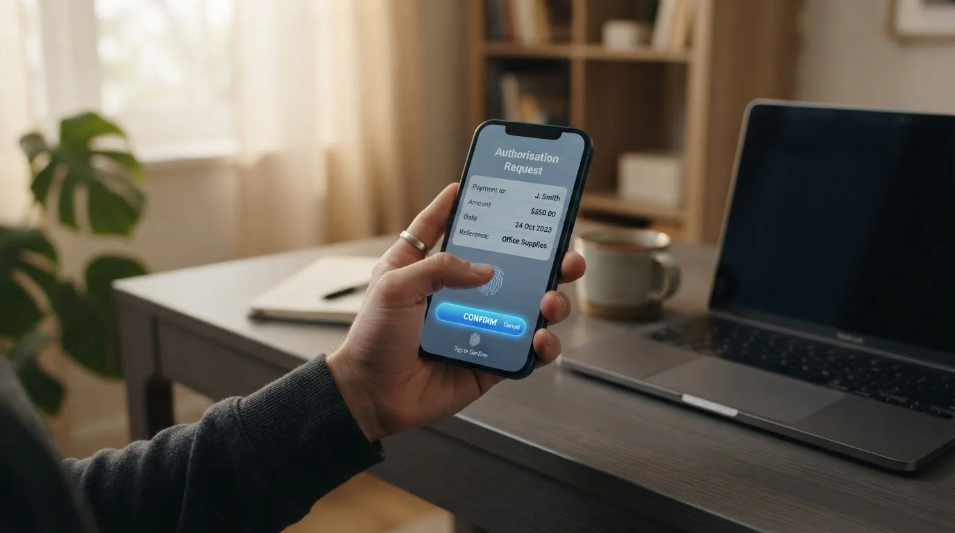 Smartphone banking app authorising a direct payment to an online casino via open banking