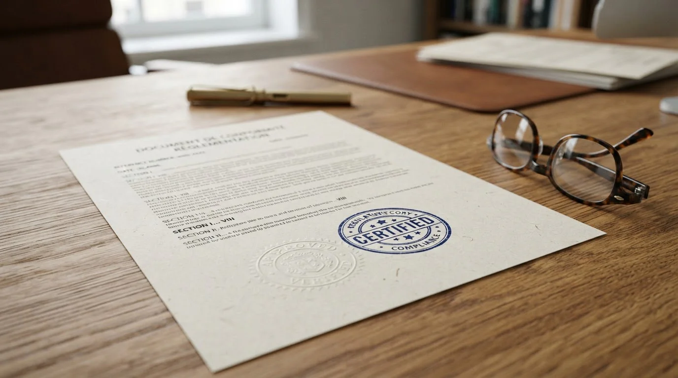 Official regulatory document on a desk representing the UK ban on gambling with credit