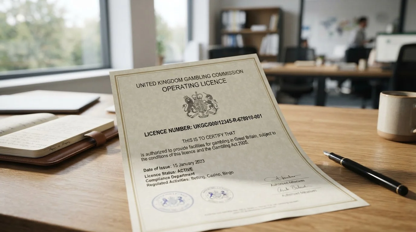 UK Gambling Commission licence certificate document