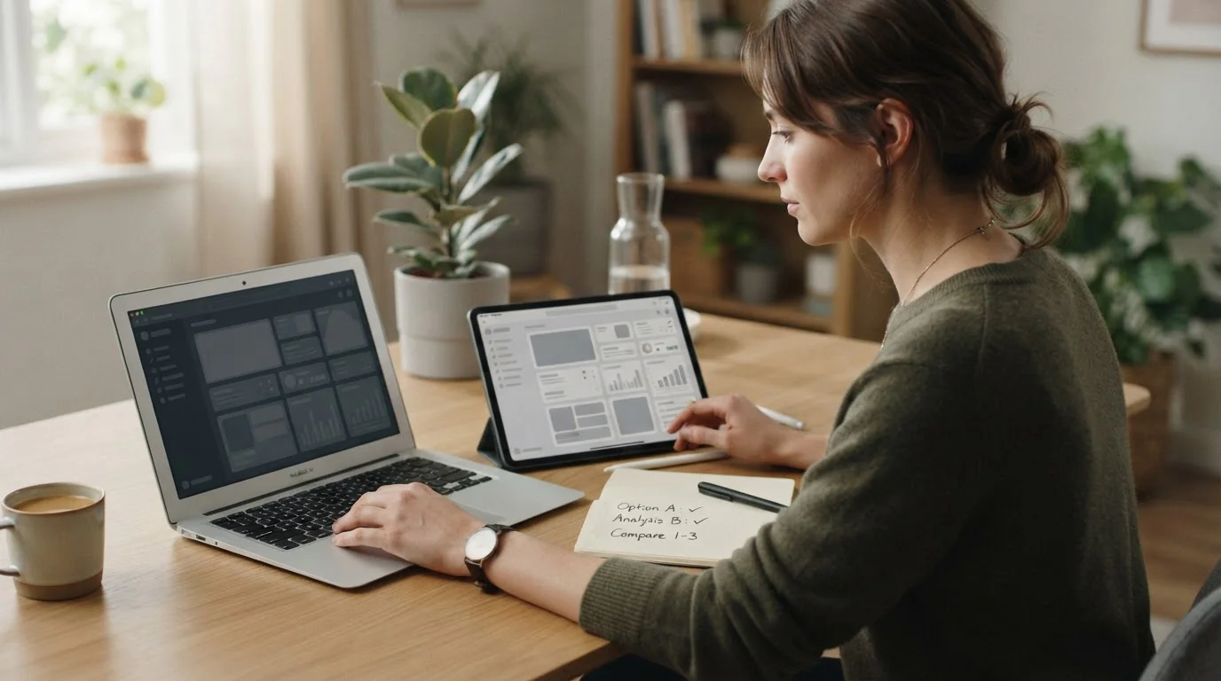 Comparing licensed UK casino operators on a laptop and tablet