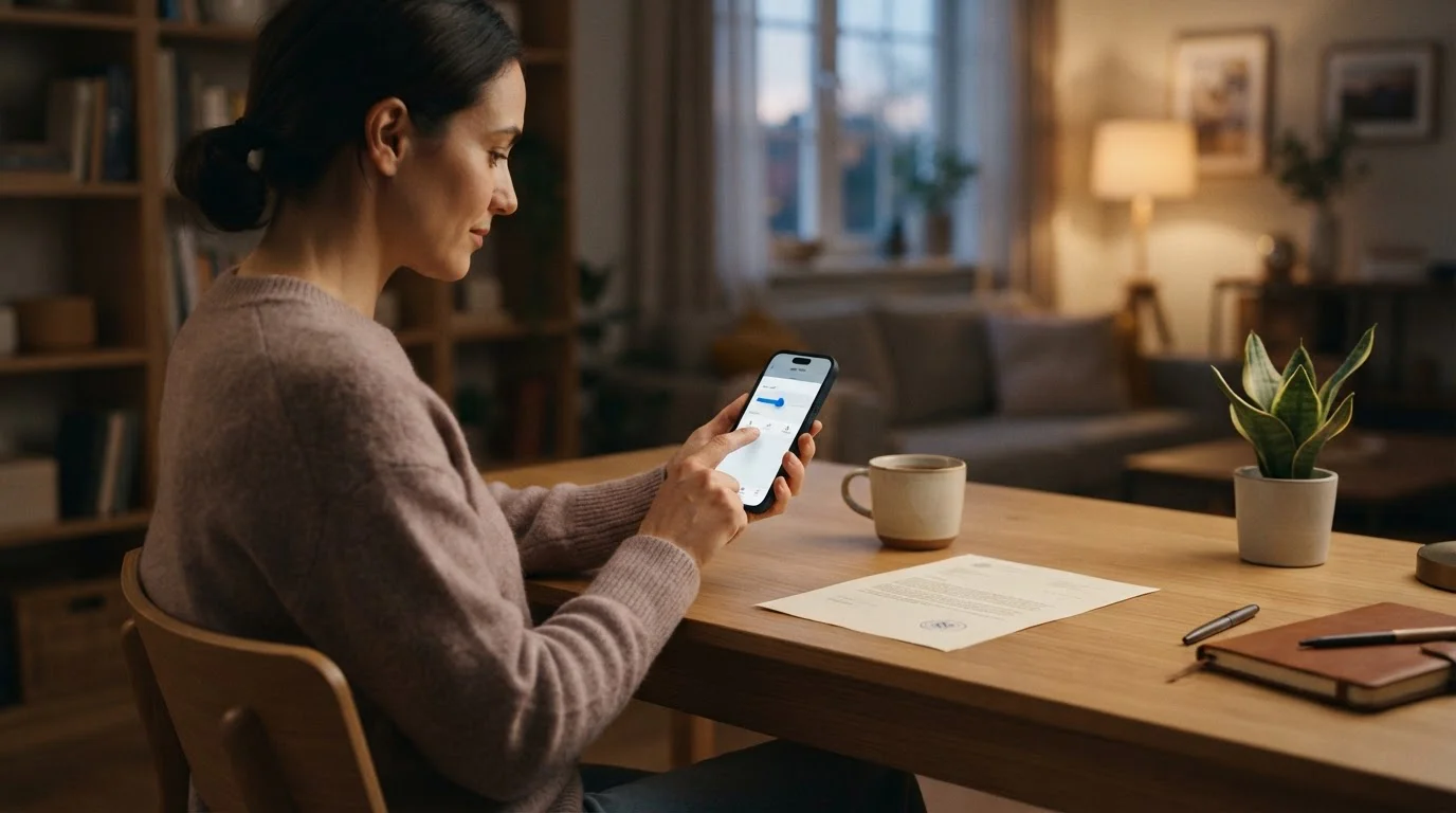 Person setting a deposit limit on a smartphone next to UK regulatory paperwork